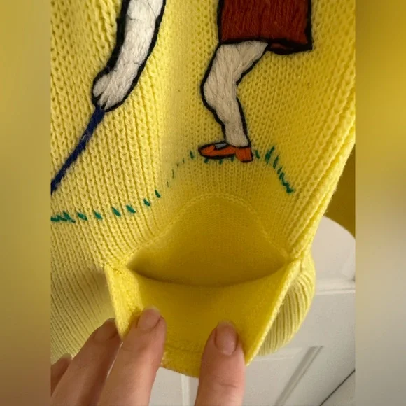 Andreno Argenti Vintage Yellow Embroidered Golf Cardigan M - Picture 8 of 13